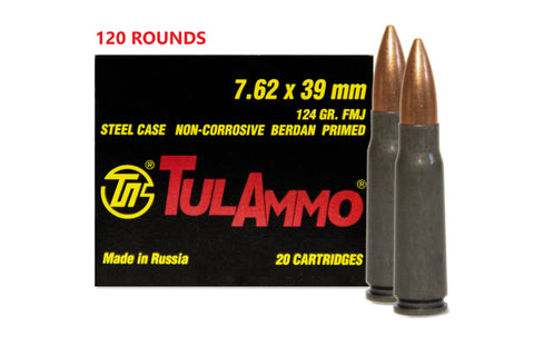 TULA 120 ROUNDS 7.62X39 122 GR FMJ STEEL