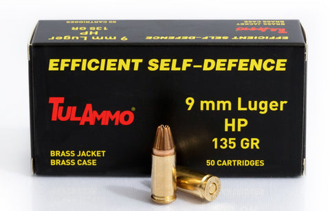 TULA 200 RNDS 9 MM HP LUGER 135 GR BJB BRASS CASE HOLLOW POINT